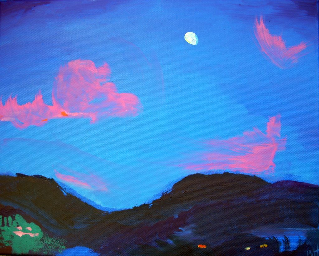 Gemälde "Fliegende Landschaft", Öl auf Leinwand, Größe 30x24cm