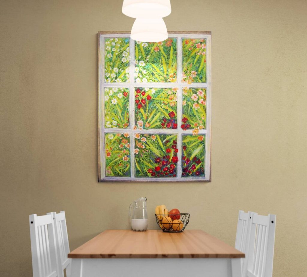 Gemälde "Oleaner Fenster" Öl auf Leinwand, Größe 70x50 cm